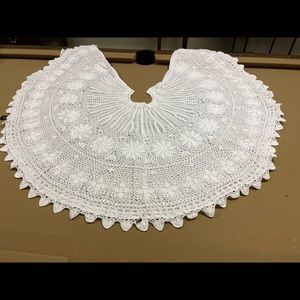 Crocheted white tree skirt